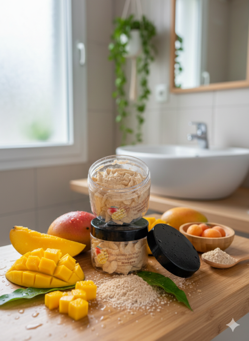 Chantilly de douche et bain exfoliante à la poudre de noyau d’abricot 100 g