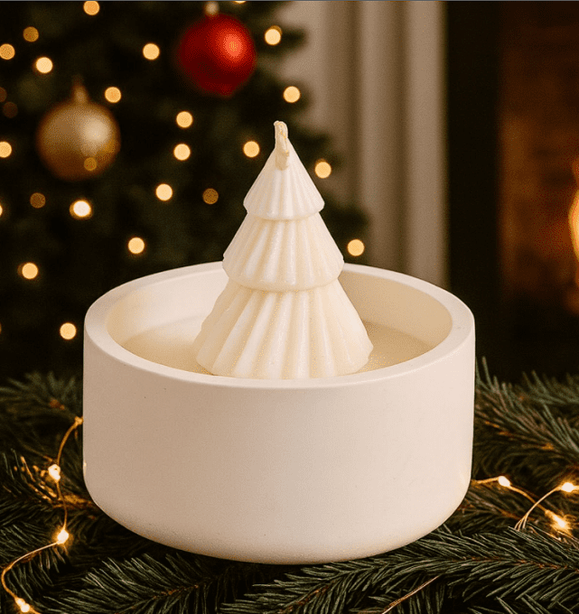 Bougie coupe blanche FORÊT DE NOËL 130g