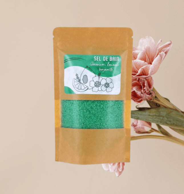 Sels de bain aux huiles essentielles de Géranium, Lavande et Bergamote